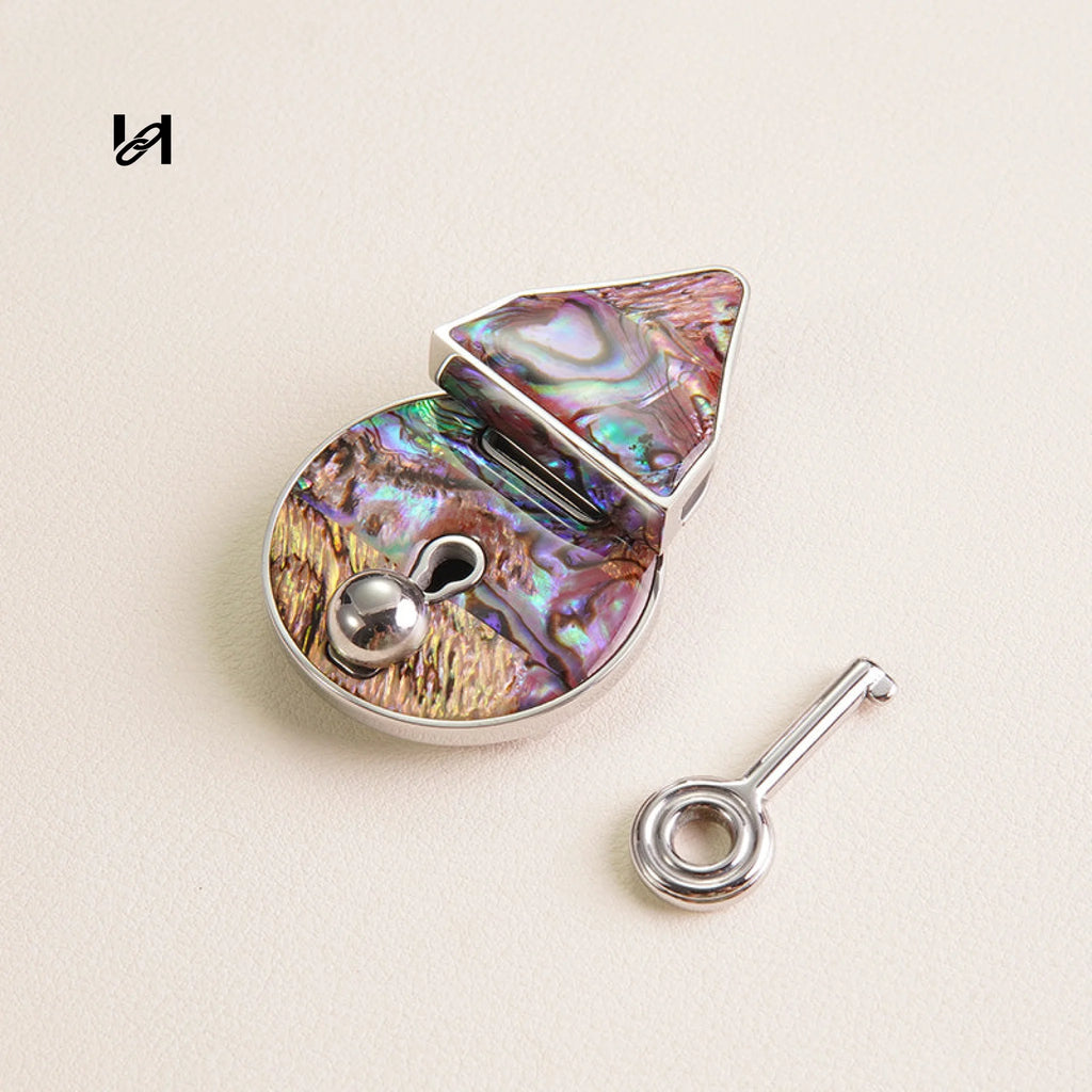 Large Abalone Shell Lock - Silver / Red - hardware