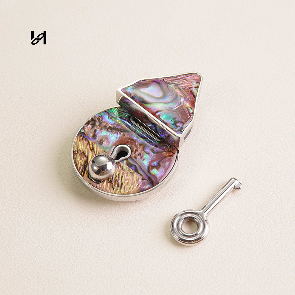 Large Abalone Shell Lock - Silver / Red - hardware