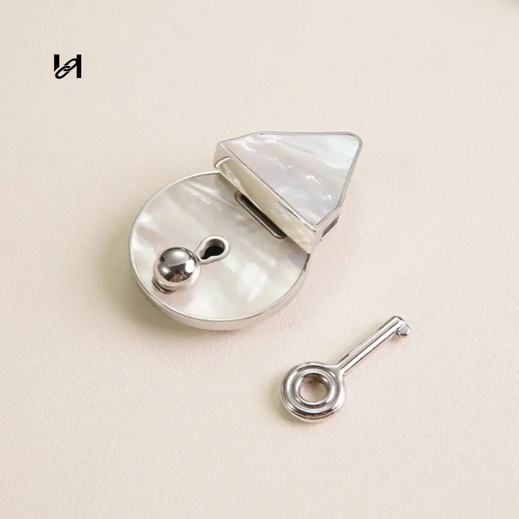 Large Abalone Shell Lock - Silver / White - hardware