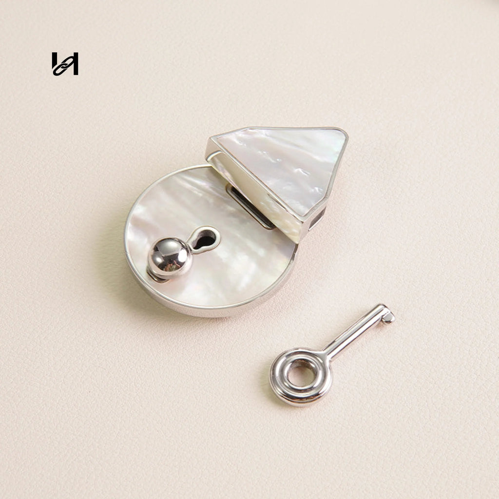 Large Abalone Shell Lock - Silver / White - hardware