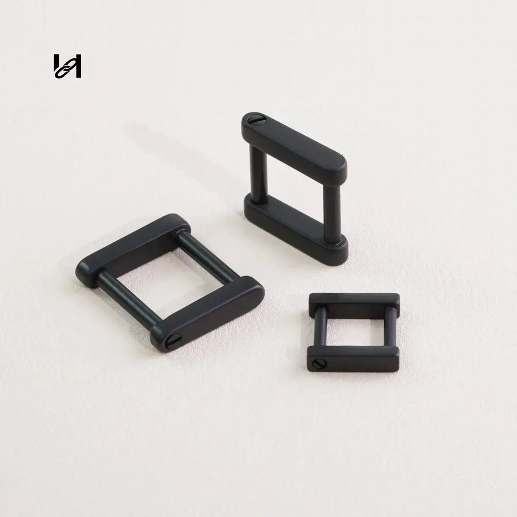 leather strap screw square ring - Black / 12.5MM - hardware