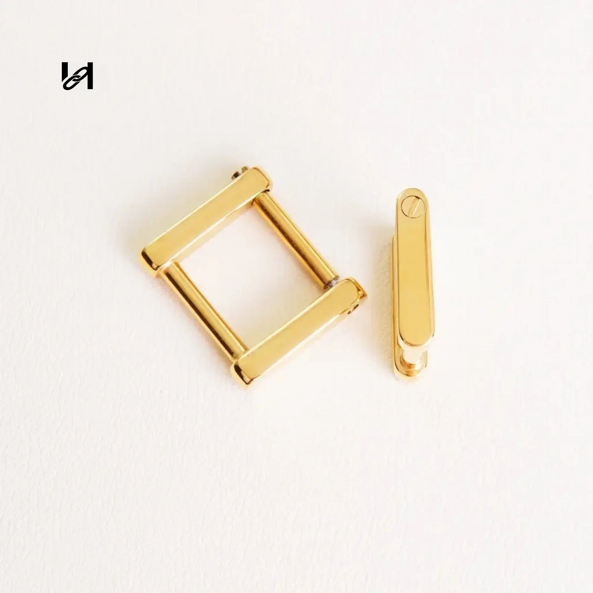 leather strap screw square ring - Gold / 12.5MM - hardware