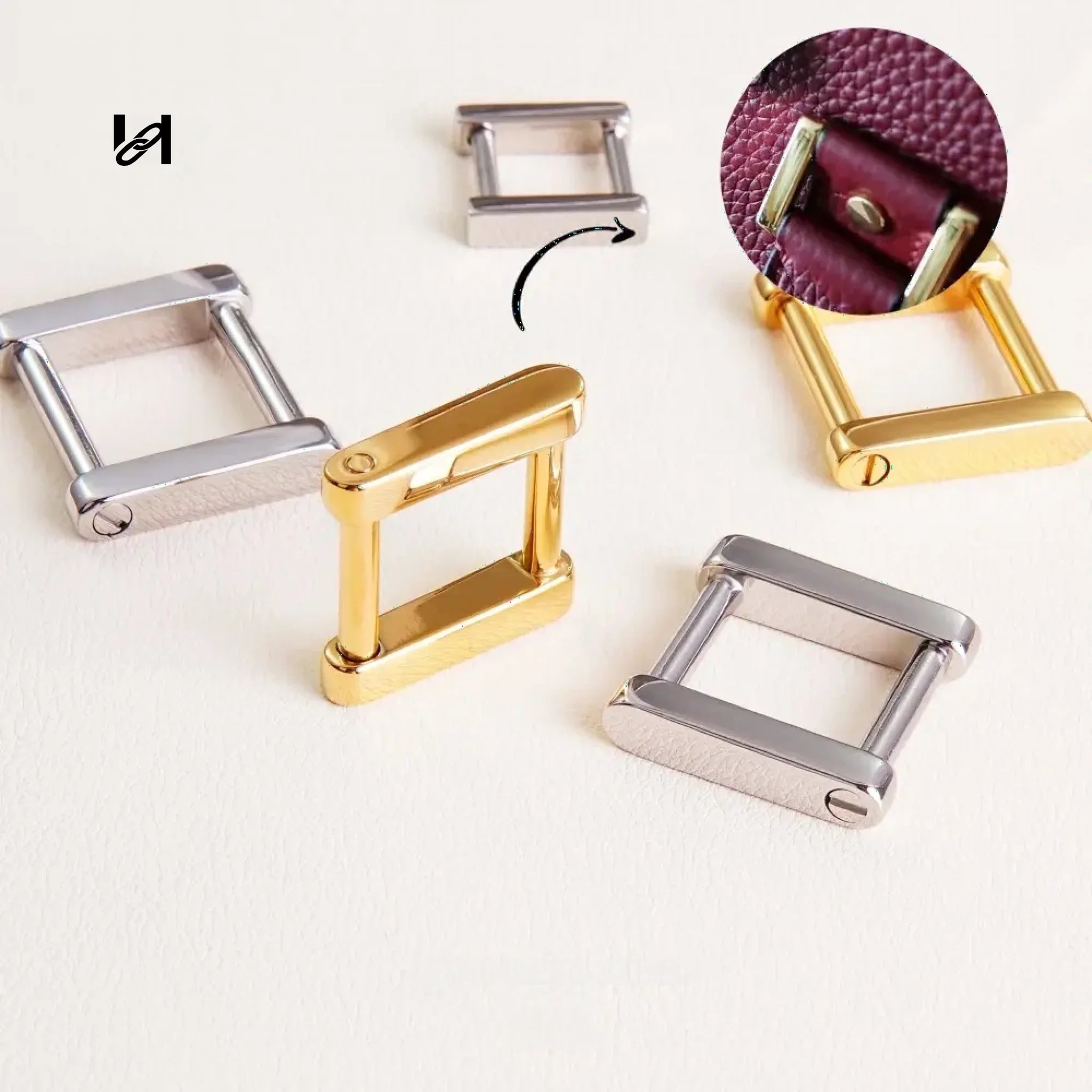 leather strap screw square ring - hardware