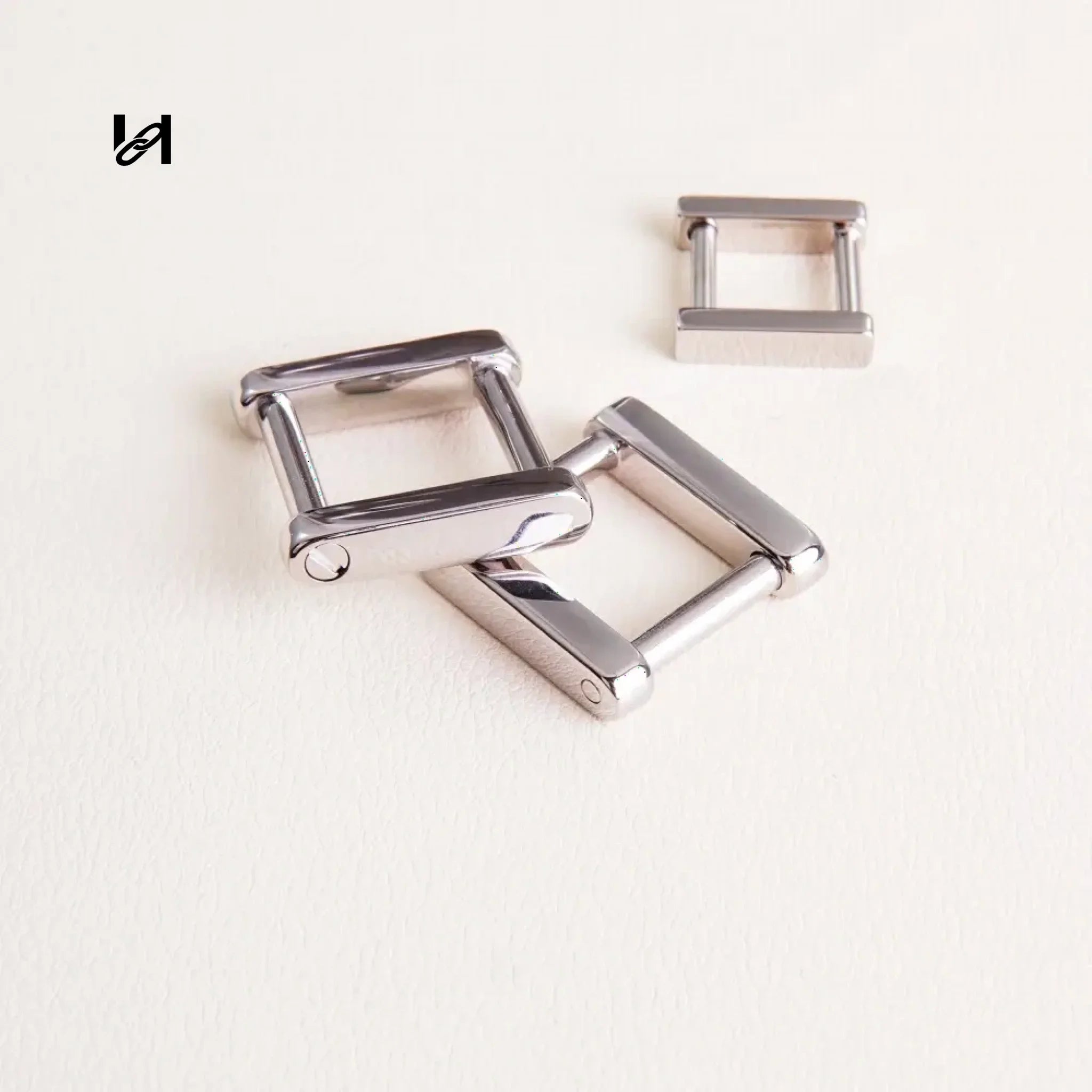 leather strap screw square ring - Silver / 12.5MM - hardware
