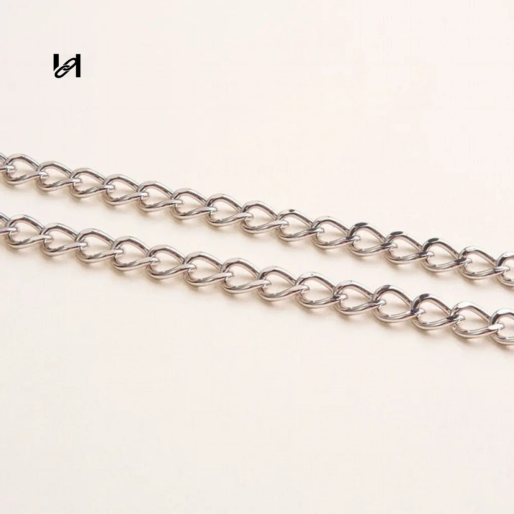 No.202 10.5mm cross leather chain - Chain only / Silver - hardware