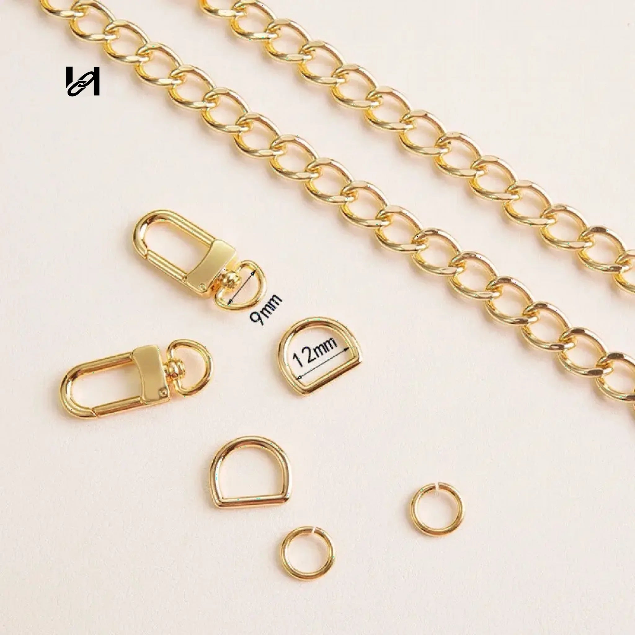 No.202 10.5mm cross leather chain - Chain set / Gold - hardware