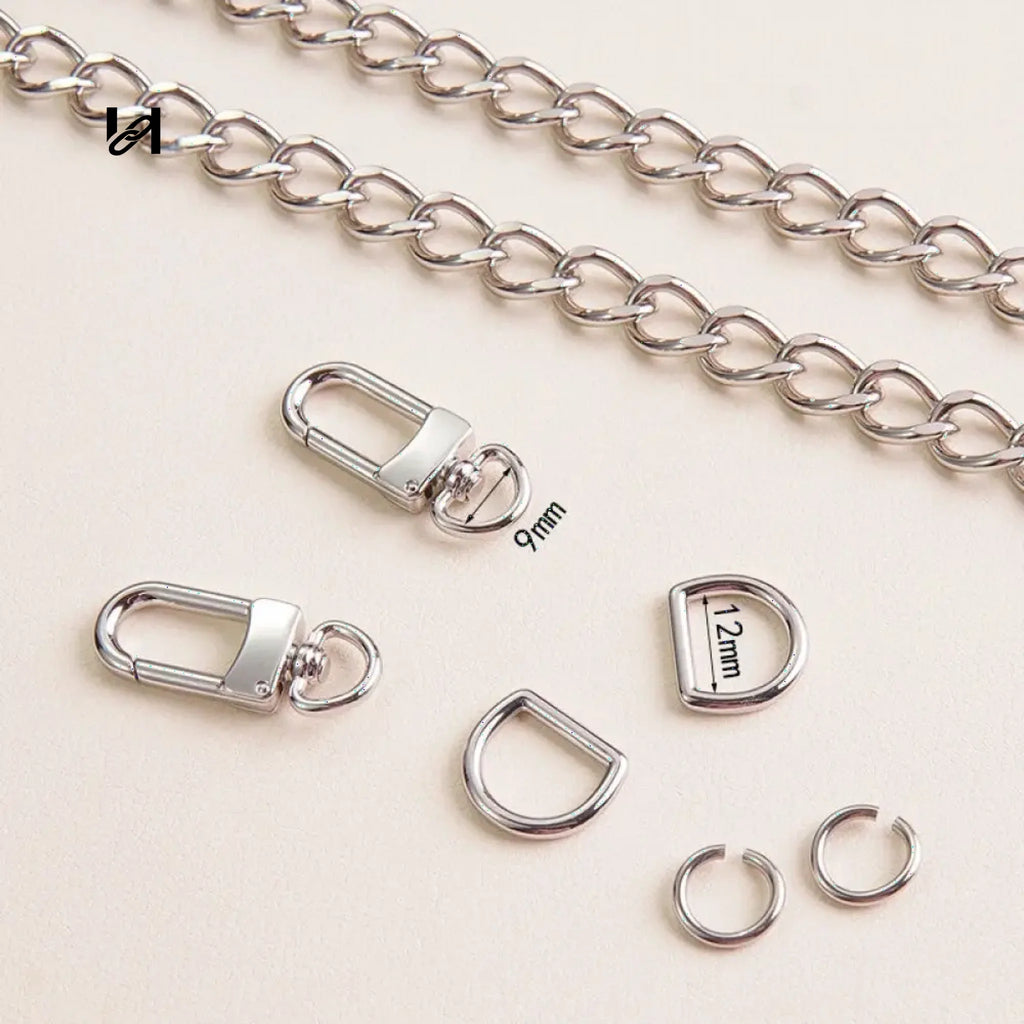 No.202 10.5mm cross leather chain - Chain set / Silver - hardware