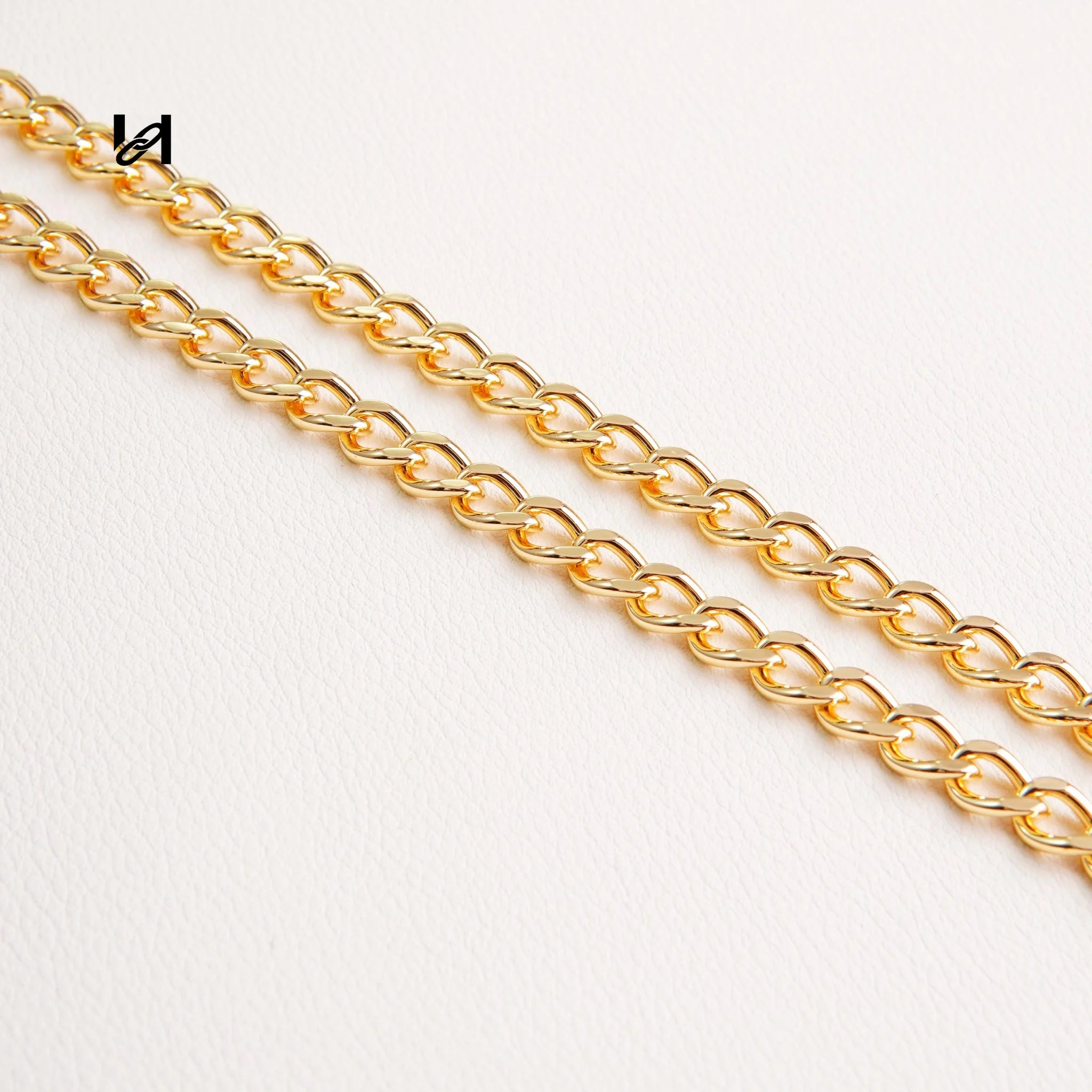 No.202 6mm cross leather chain - gold / Chain only - hardware