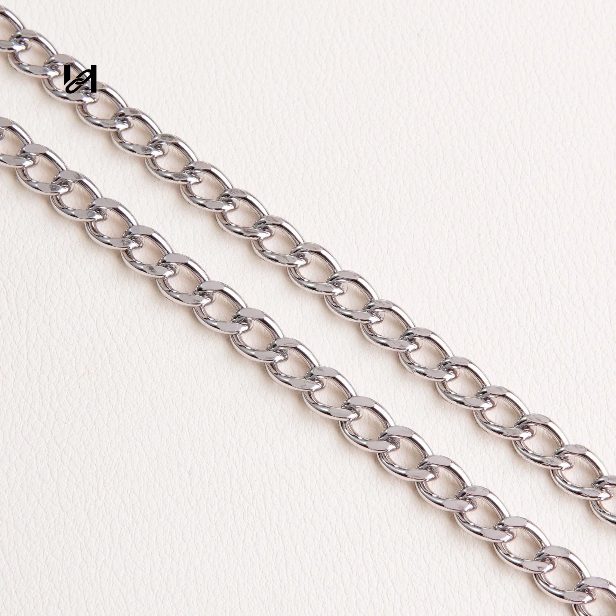 No.202 6mm cross leather chain - silver / Chain only - hardware