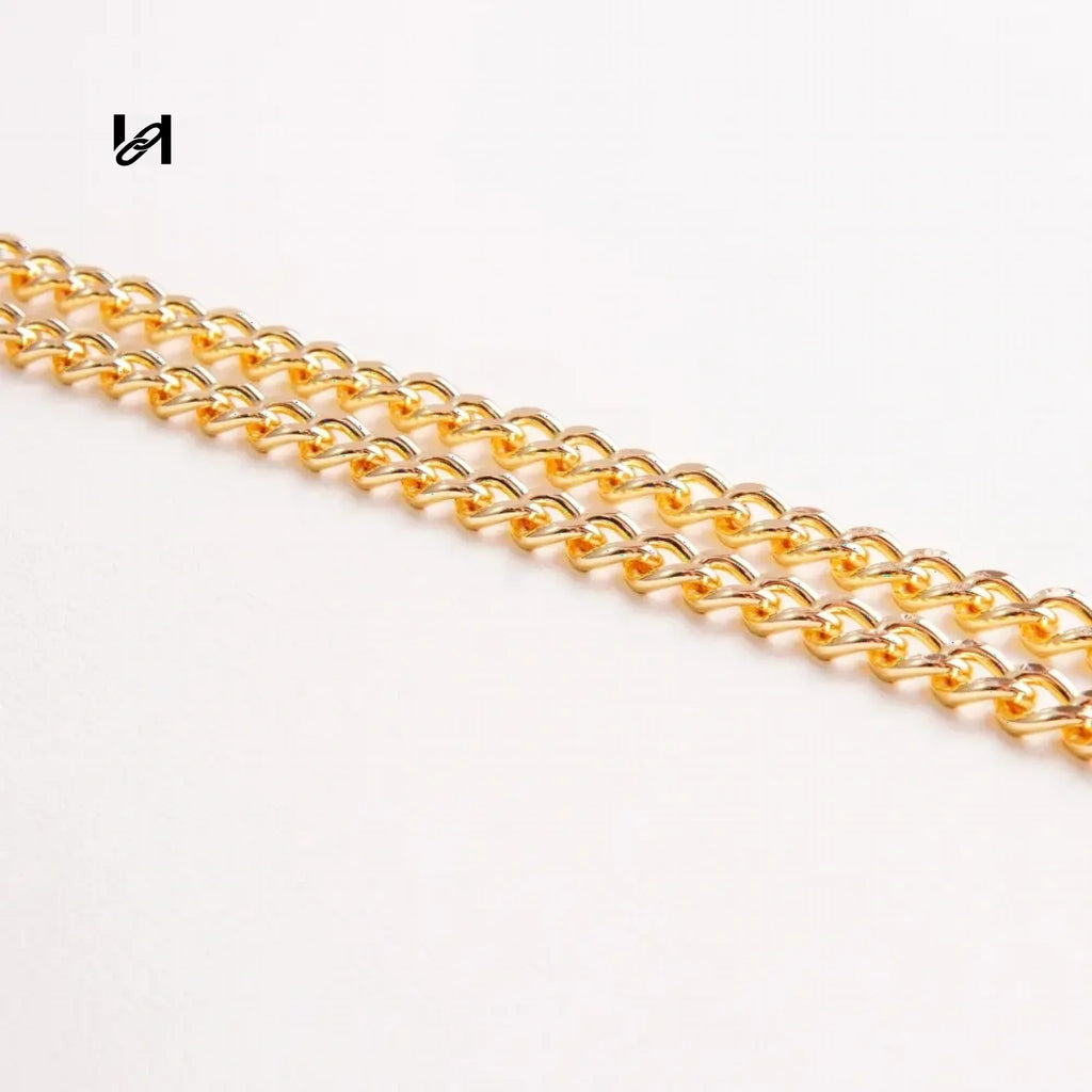 No202. 7.8mm cross leather chain-2 - gold / Only chain - hardware