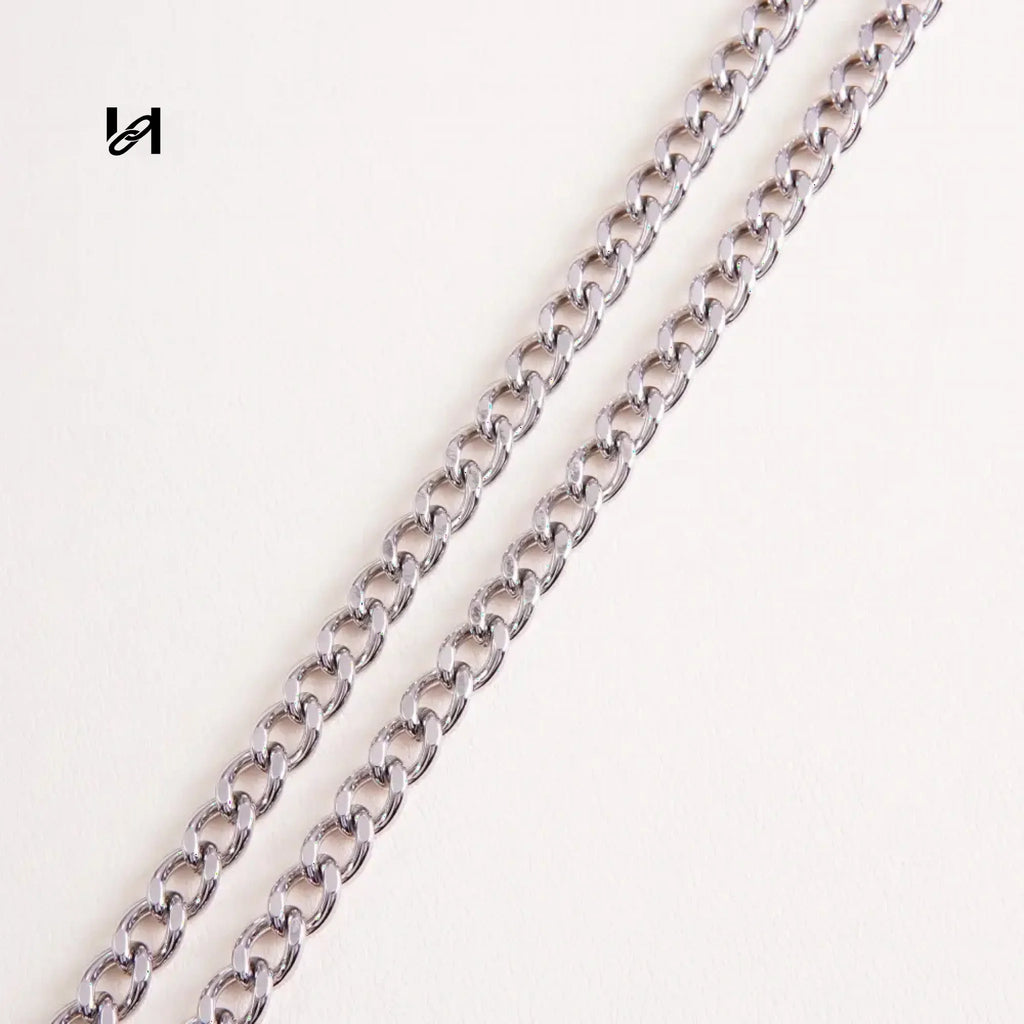 No202. 7.8mm cross leather chain-2 - silver / Only chain - hardware