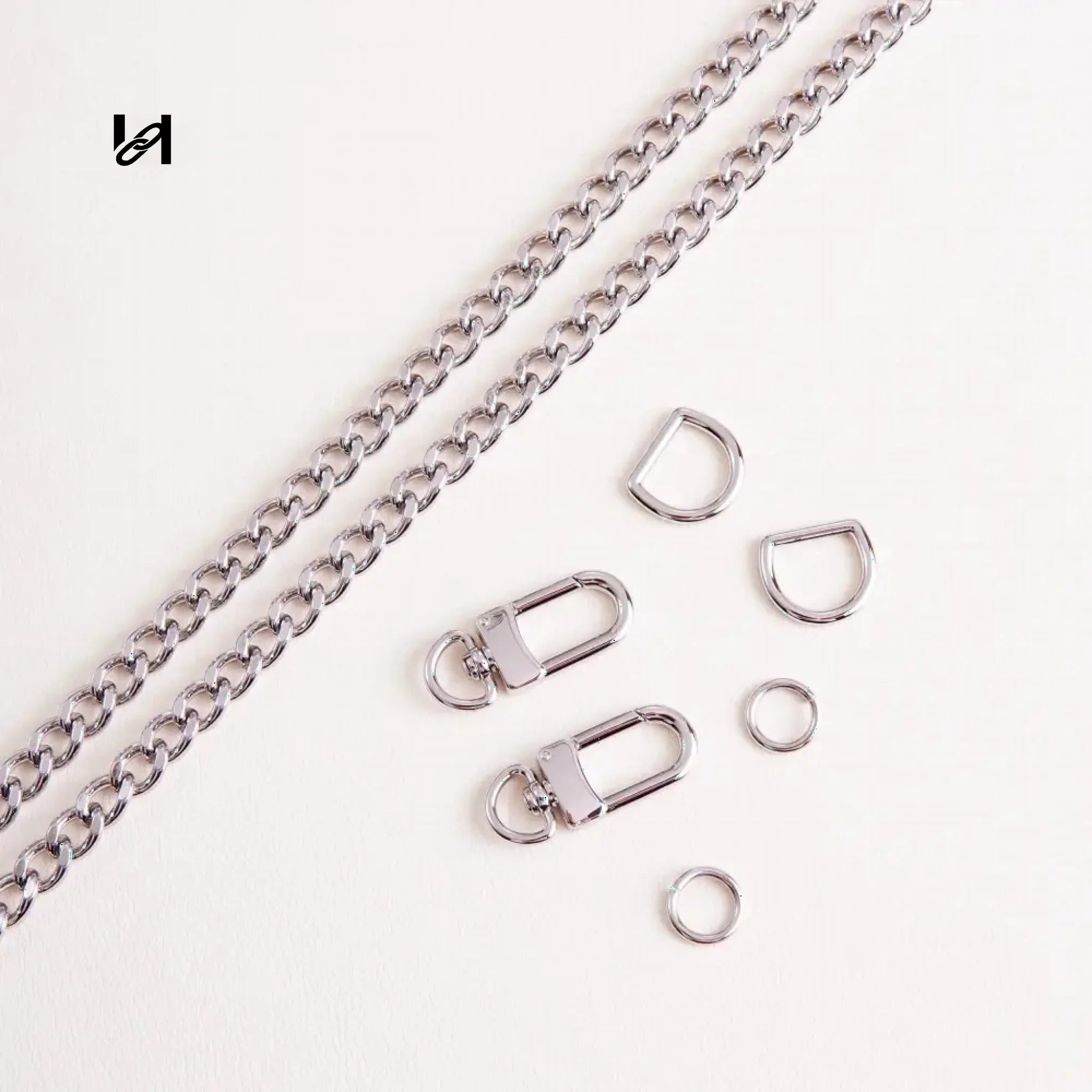 No202. 7.8mm cross leather chain-2 - silver / Chain set - hardware