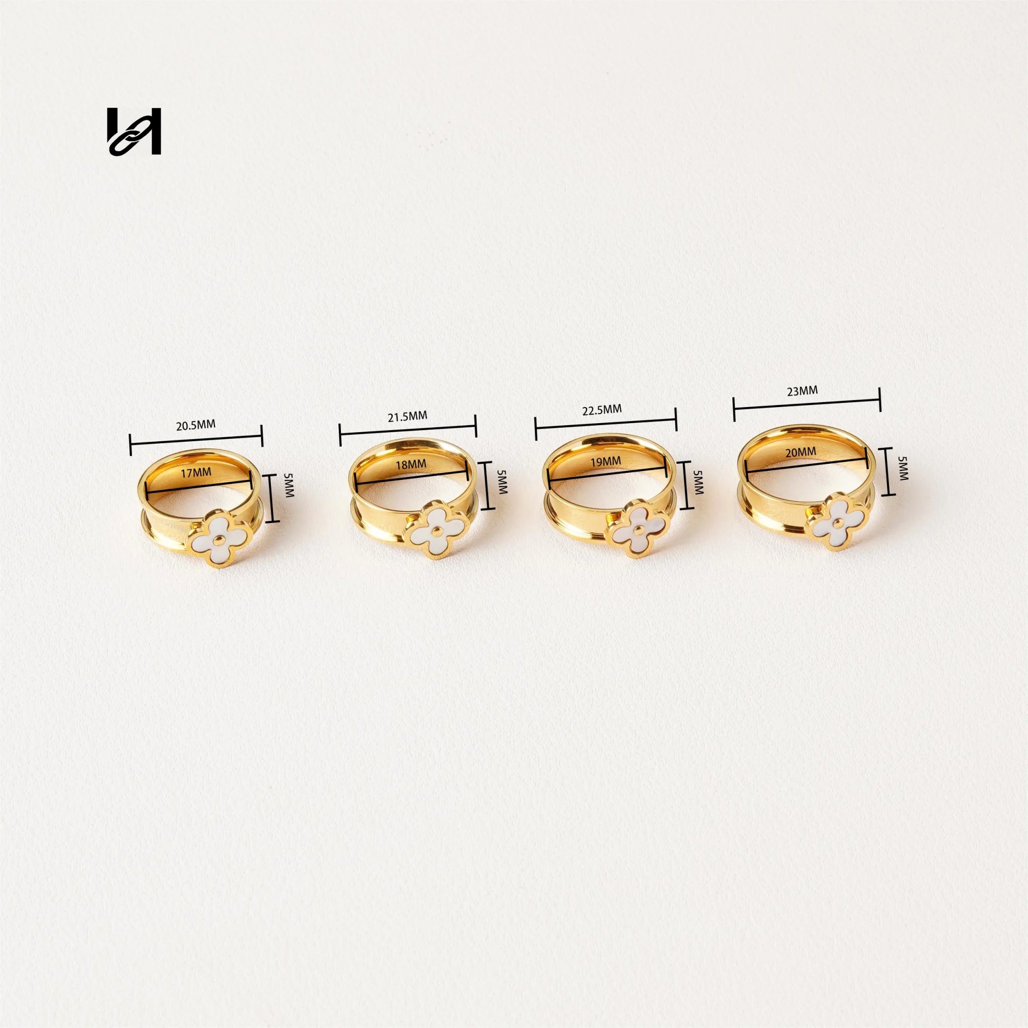Shell flower ring - hardware