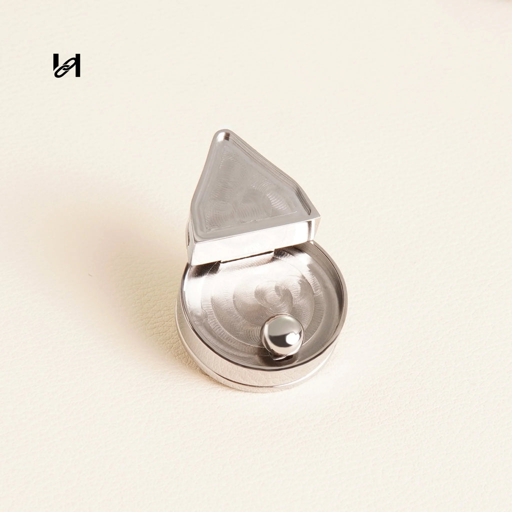 Small Round lock - Insert leather / Silver - hardware
