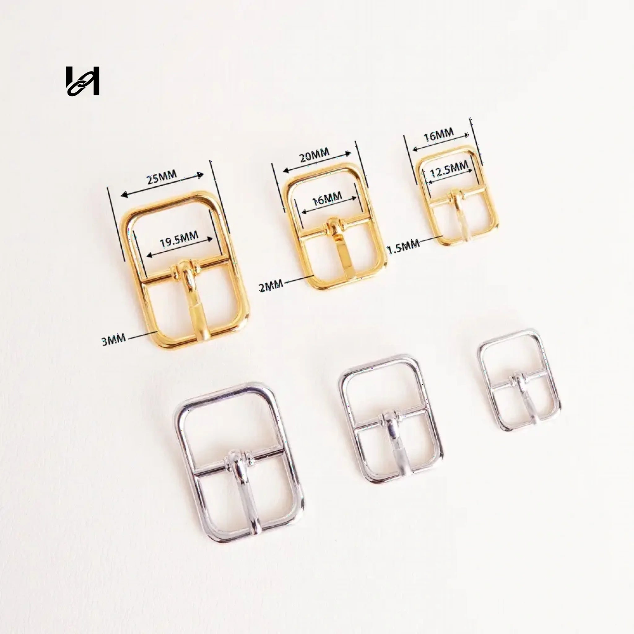 Stainless steel Bend square roll buckle - 19.5MM / gold - hardware