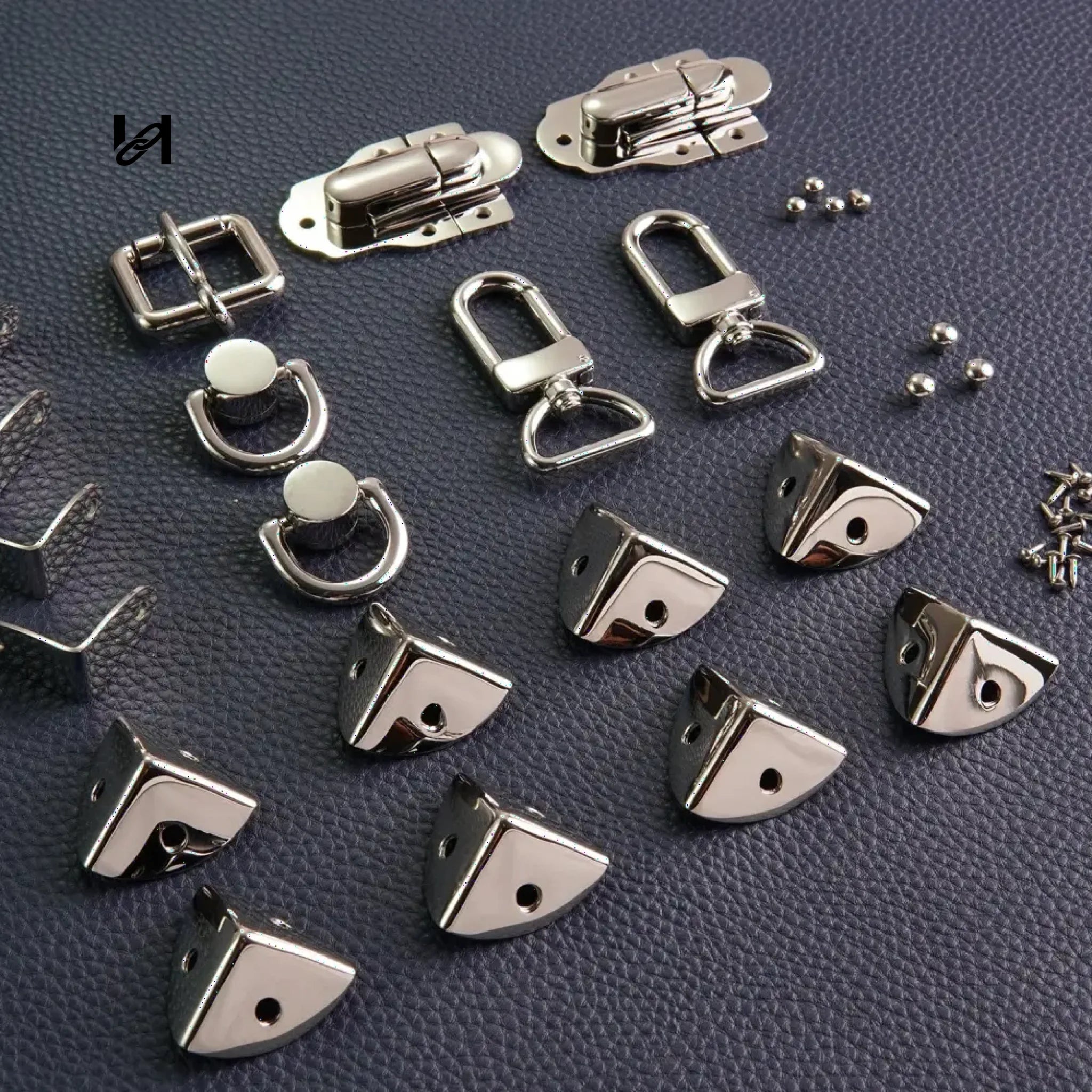 Jewelry Box Kit II - Silver Bell Style Hardware Set + Wood Frame - hardware