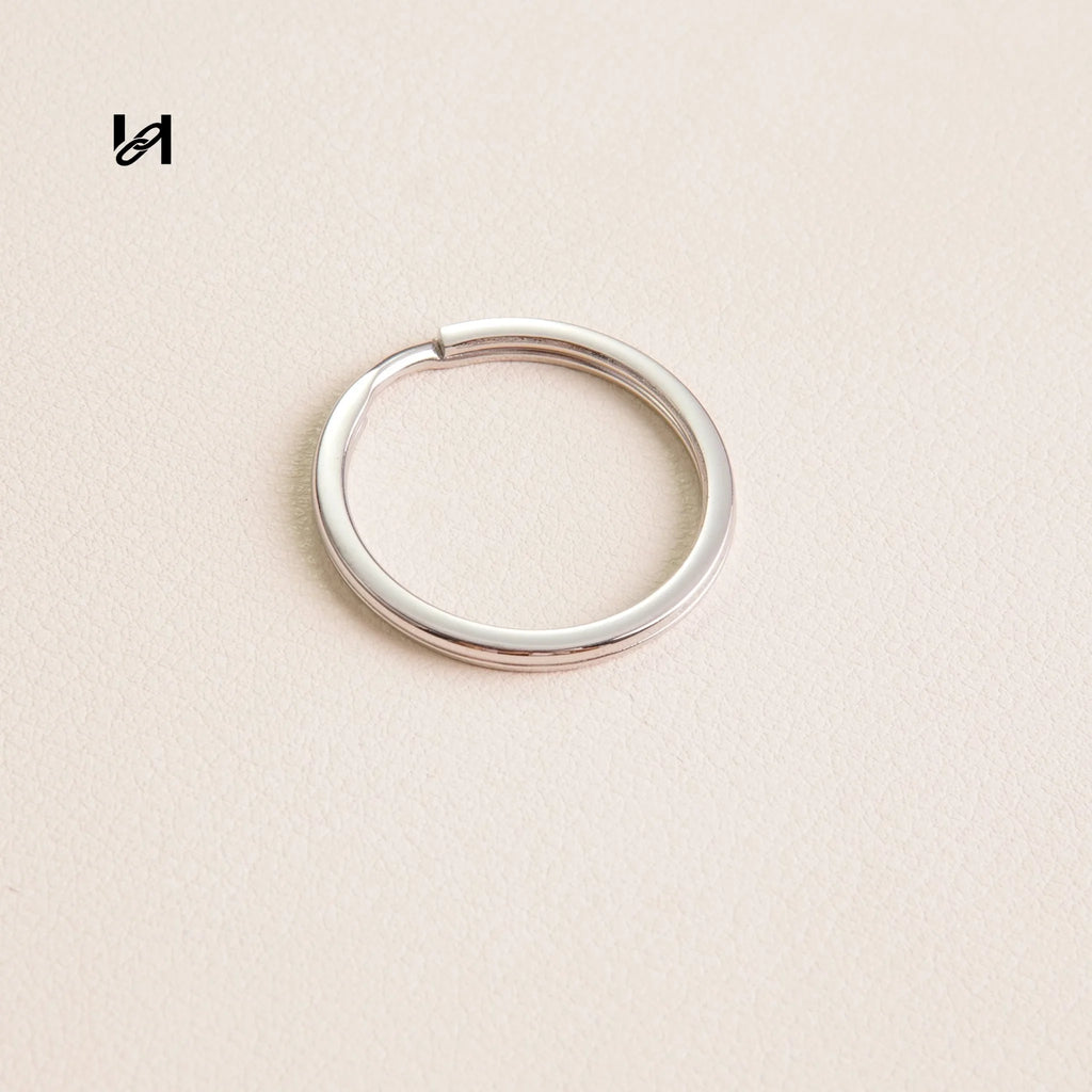 Stainless Steel Leather Key Ring / Keychain Ring - 25mm-1pcs / silver - hardware