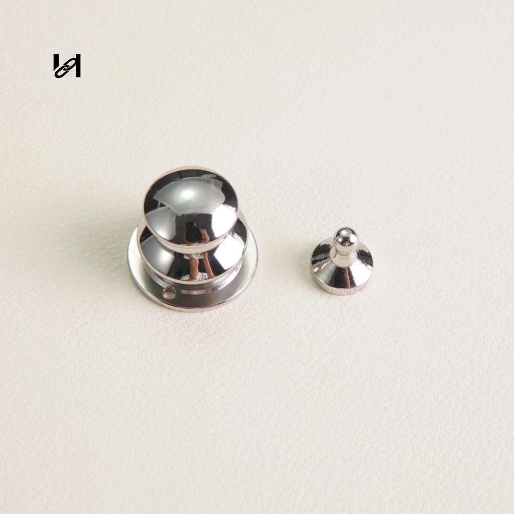 Stainless Steel Round Turn Twist Locks – Durable Hardware for Handbags & Leather Accessories - Flat / Silver - hardware