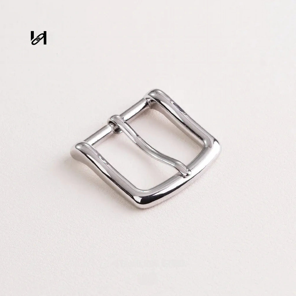 Stainless steel square-curve belt buckle - Silver - hardware