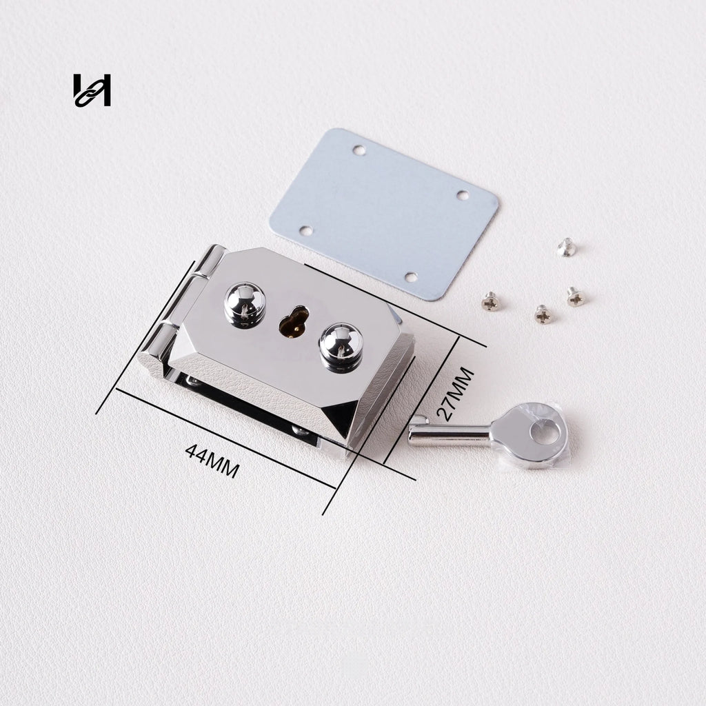 Stainless Steel Square Flip Lock Closure for Briefcases - silver - hardware