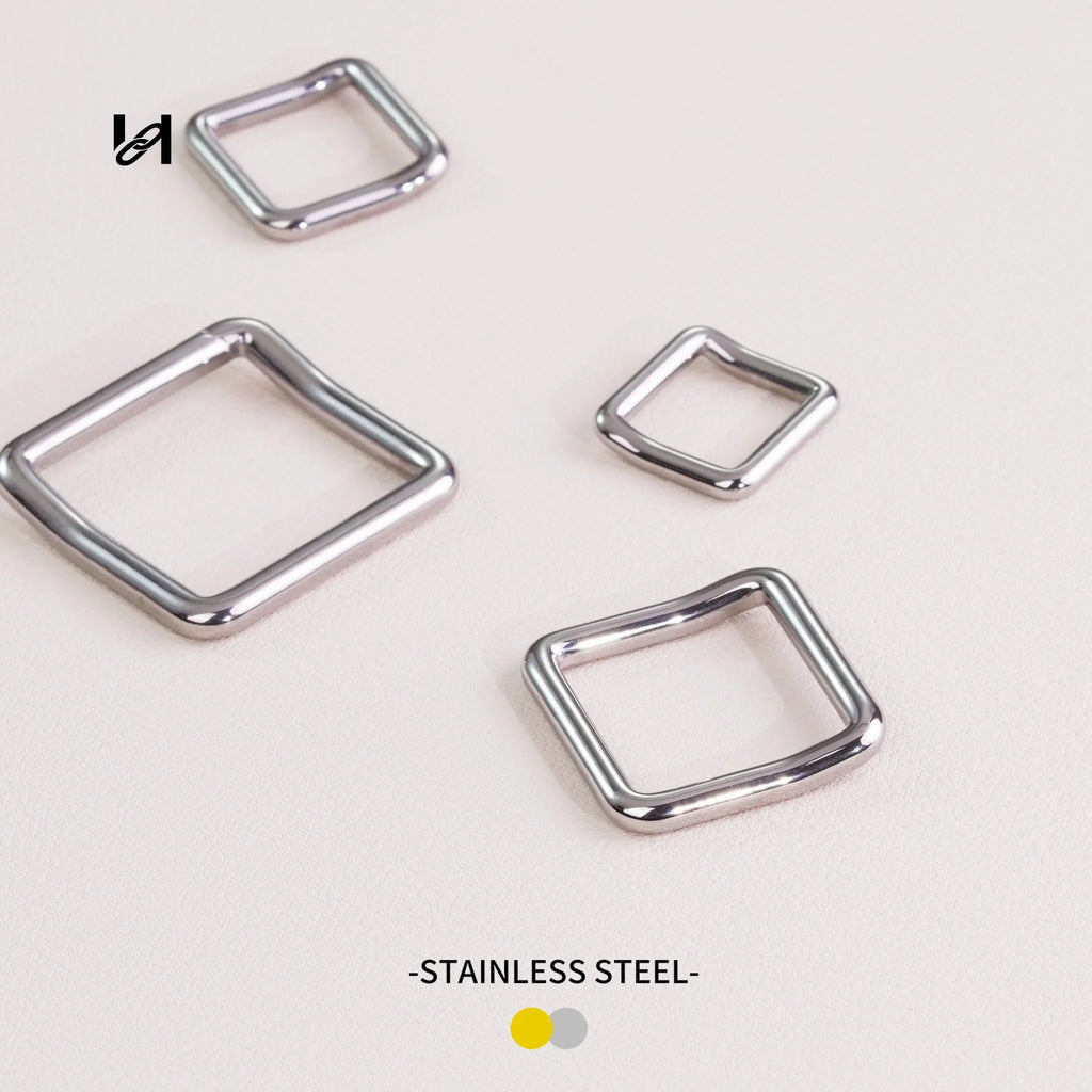 Stainless Steel Square Ring – Bag Strap Buckle for Webbing | 12.5–25mm, Gold & Silver