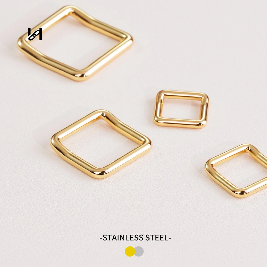 Stainless Steel Square Ring – Bag Strap Buckle for Webbing | 12.5–25mm, Gold & Silver