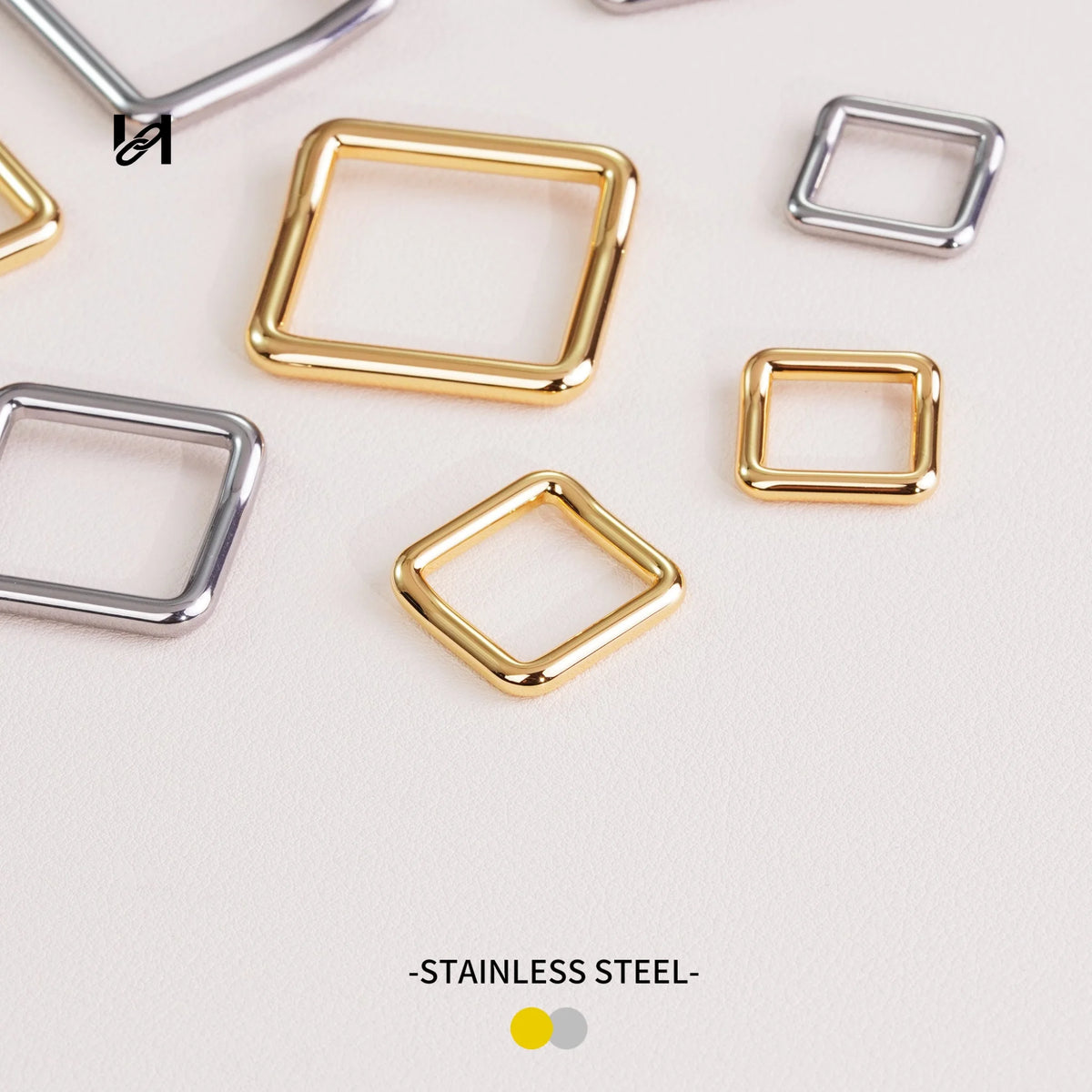 Stainless Steel Square Ring – Bag Strap Buckle for Webbing | 12.5–25mm, Gold & Silver