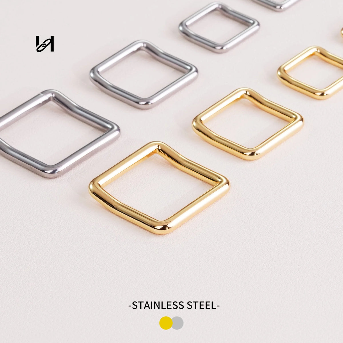Stainless Steel Square Ring – Bag Strap Buckle for Webbing | 12.5–25mm, Gold & Silver