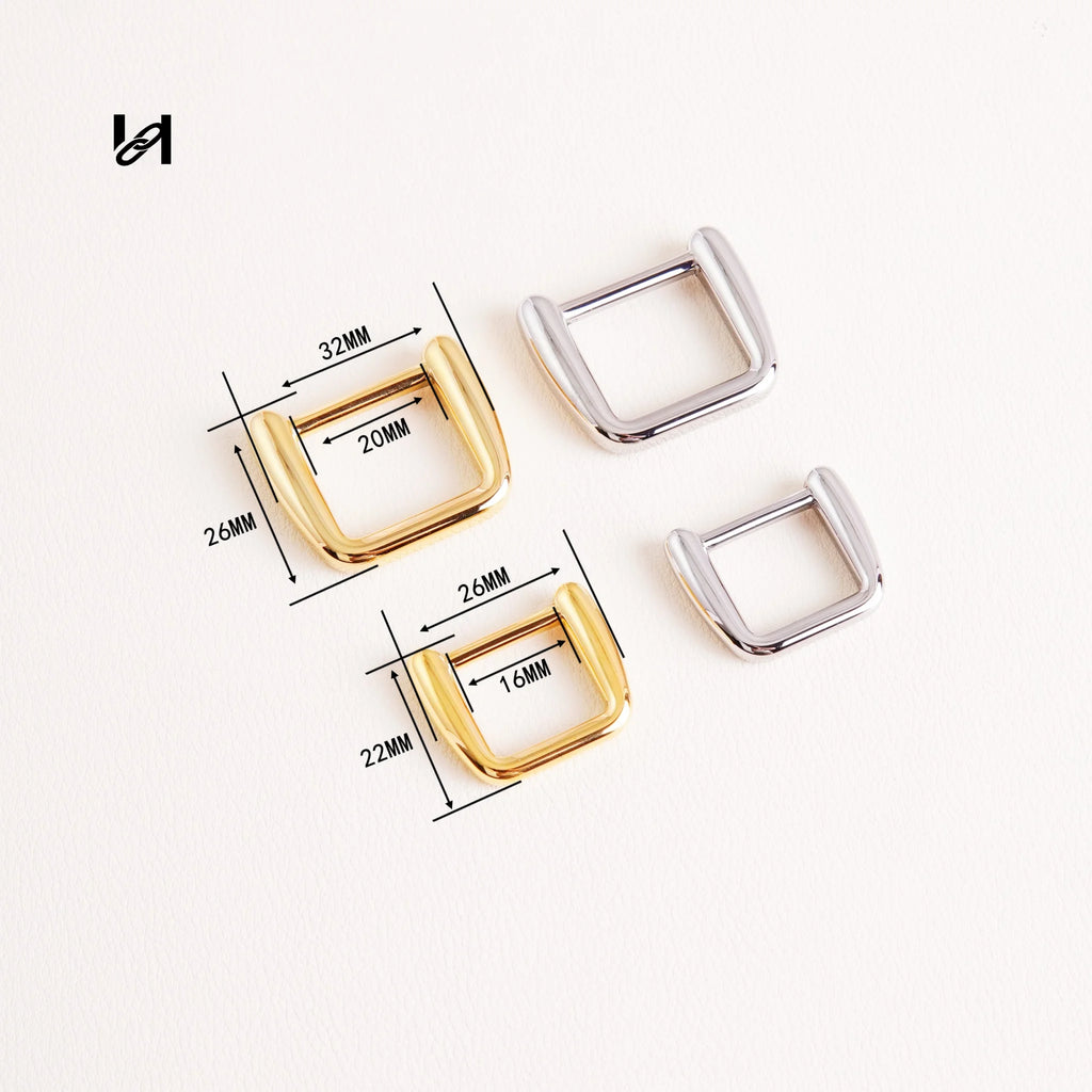 Stainless Steel Square Ring for Briefcase & Bag Handle – 316L Gold & Silver Hardware 20mm / 16mm Inner Width
