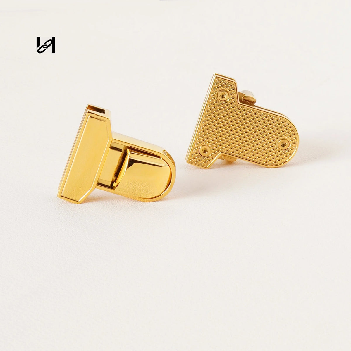 Mirror-polished stainless steel tuck lock clasp in gold and silver, 32mm, for handbags