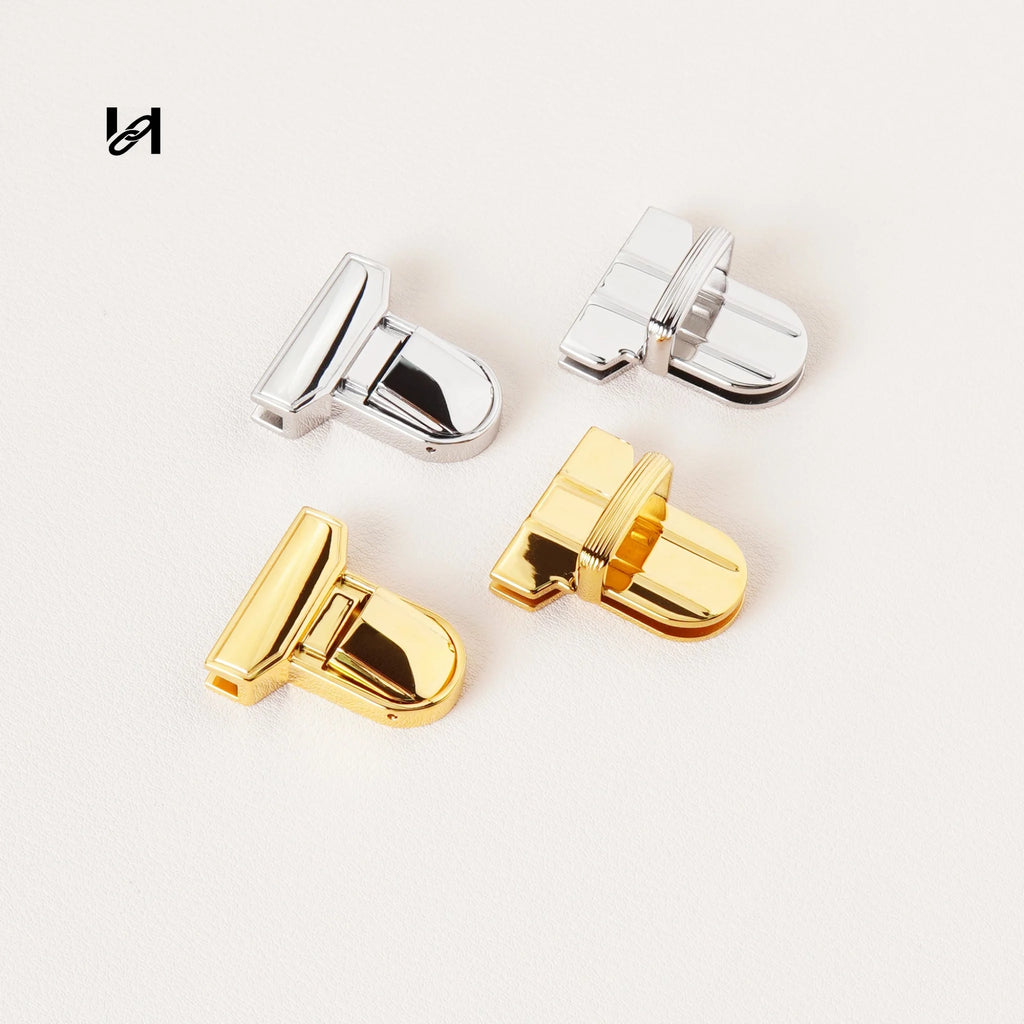 Mirror-polished stainless steel tuck lock clasp in gold and silver, 32mm, for handbags