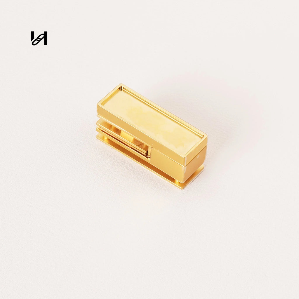 Slim mirror-polished stainless steel tuck lock clasp in gold, 44mm, for handbags