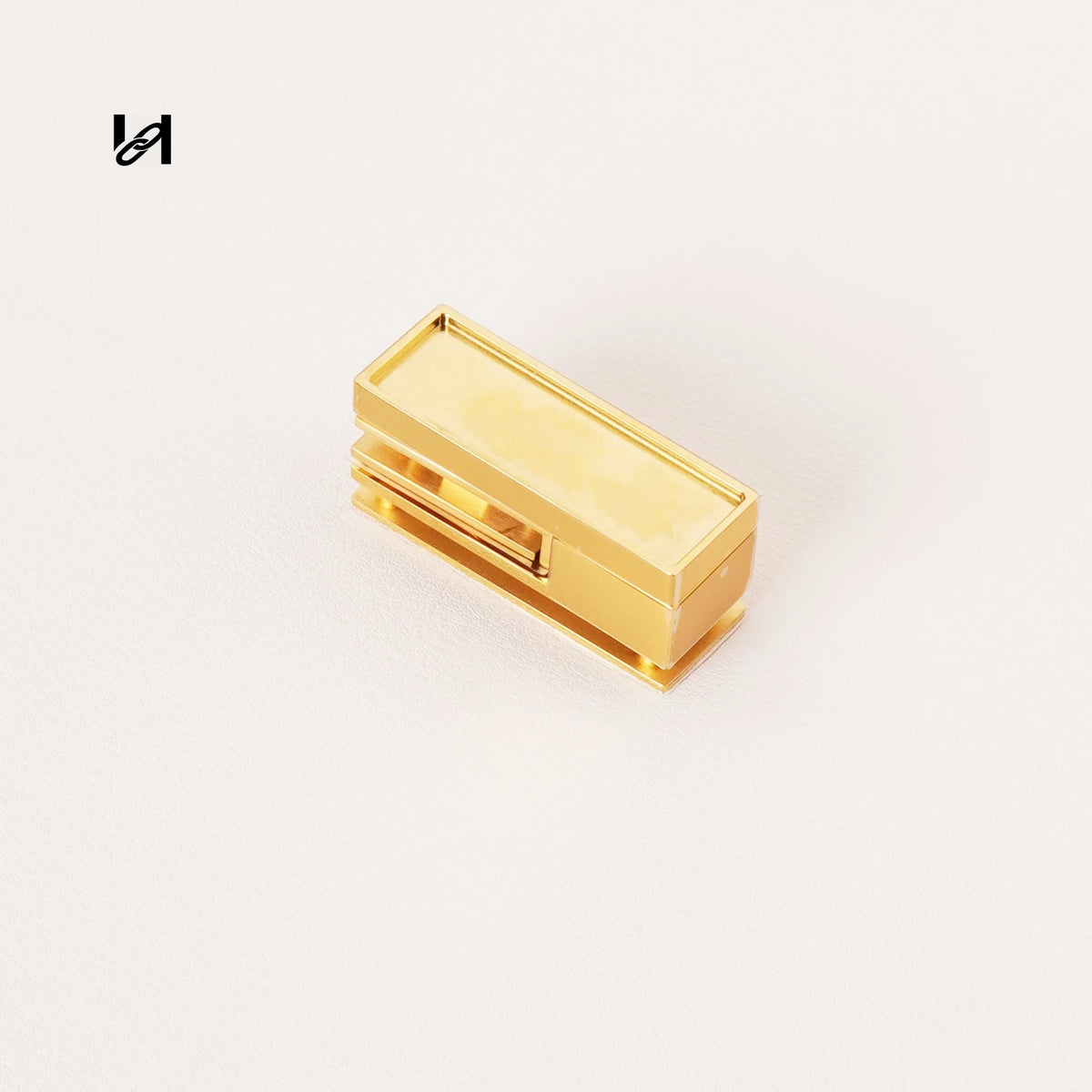 Slim mirror-polished stainless steel tuck lock clasp in gold, 44mm, for handbags