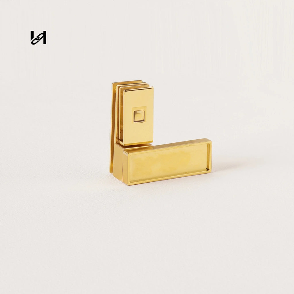 Slim mirror-polished stainless steel tuck lock clasp in gold, 44mm, for handbags