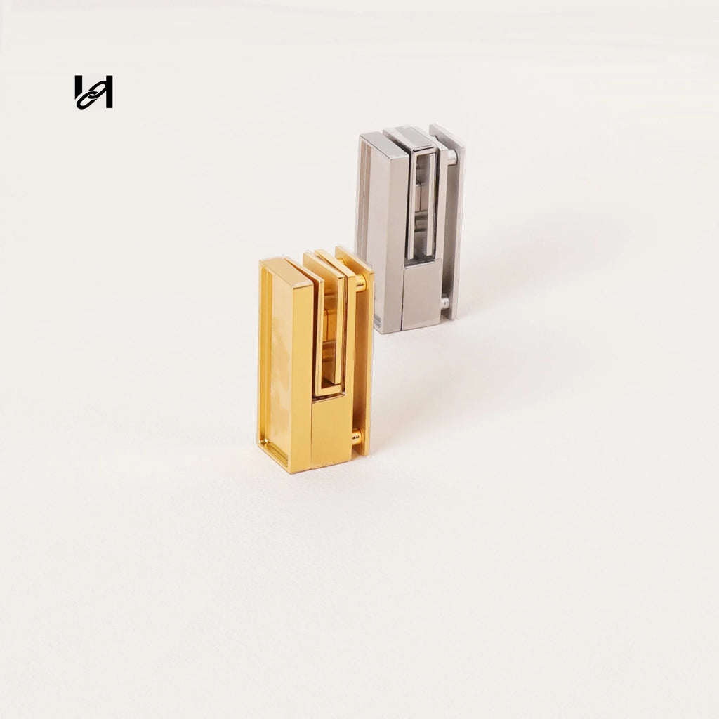 Slim mirror-polished stainless steel tuck lock clasp in gold, 44mm, for handbags