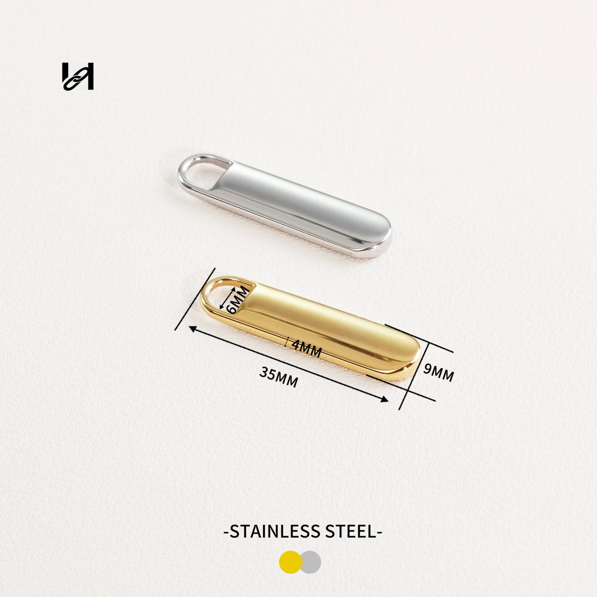 Stainless Steel Zipper Pull – Replacement Zipper Slider Tab for Bags | Gold & Silver 35mm - hardware