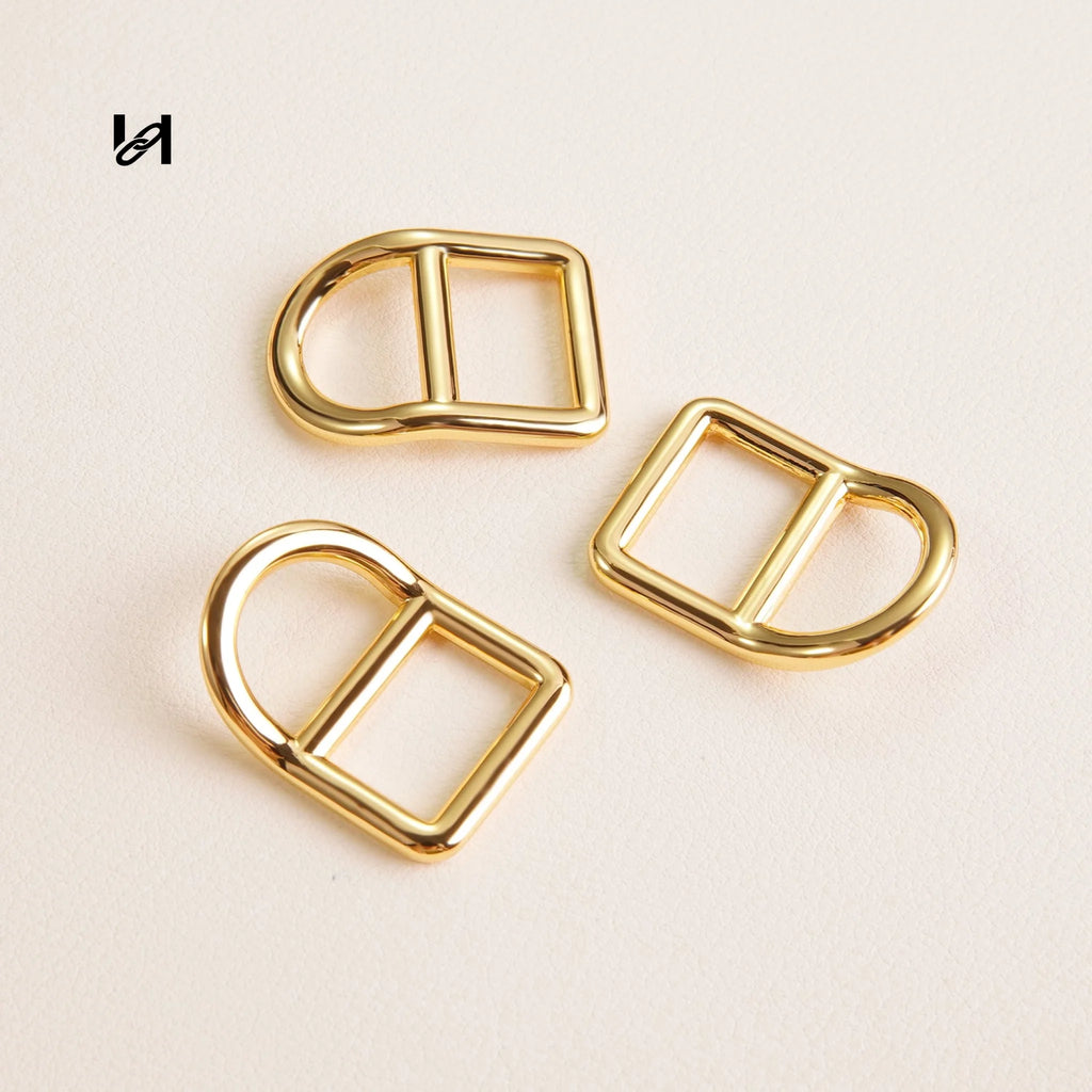 Zinc Alloy Square Conjoined D Shape Ring - 12mm / Gold - hardware